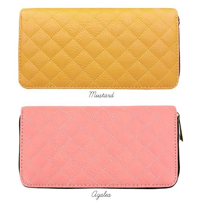 長財布 レディース ラウンドファスナー キルティング ステッチ