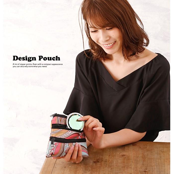 アウトレット トリプルファスナー ポーチ レディース 小物入れ 大容量