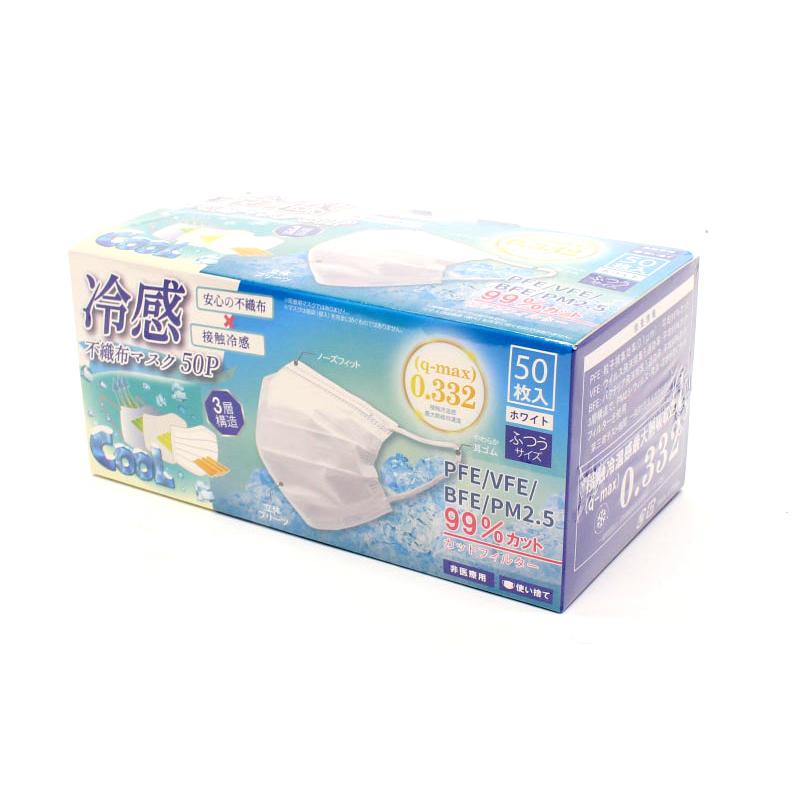 2個セット マスク 夏用 ひんやり 冷感 不織布 接触冷感 50枚入り 2箱