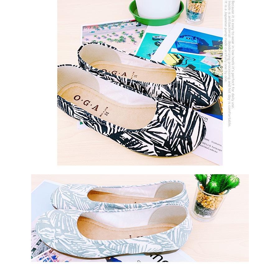 パンプス 日本製 ボタニカル柄 春夏 ローヒール レディース ラウンド