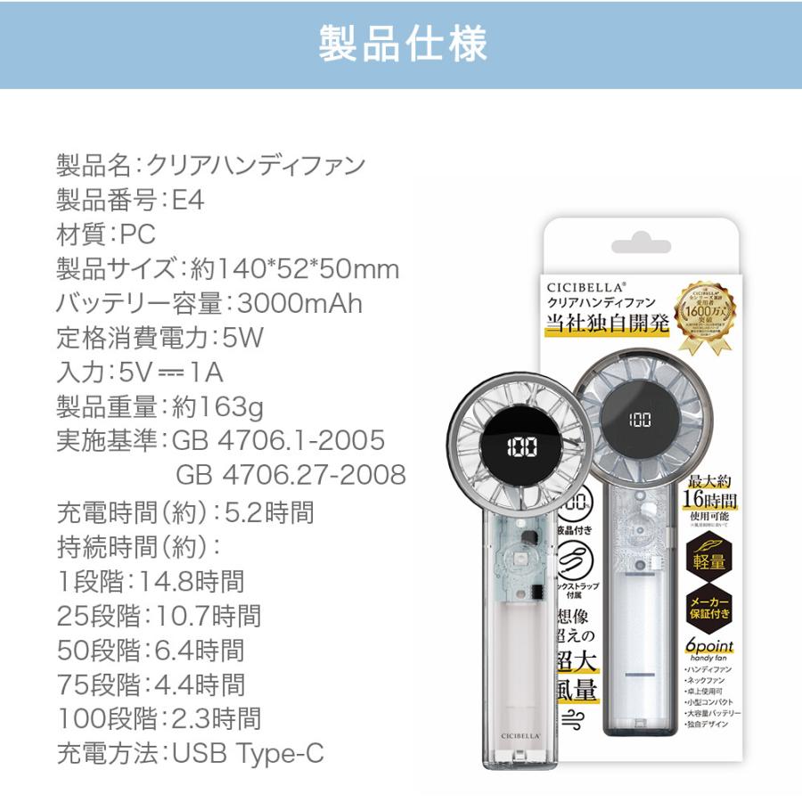 ハンディファン シシベラ スケルトン 手持ち 扇風機 軽量 静音 超大