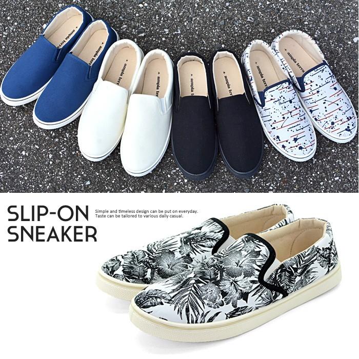 スリッポン メンズ シューズ 靴 スニーカー 無地 柄 ローカット