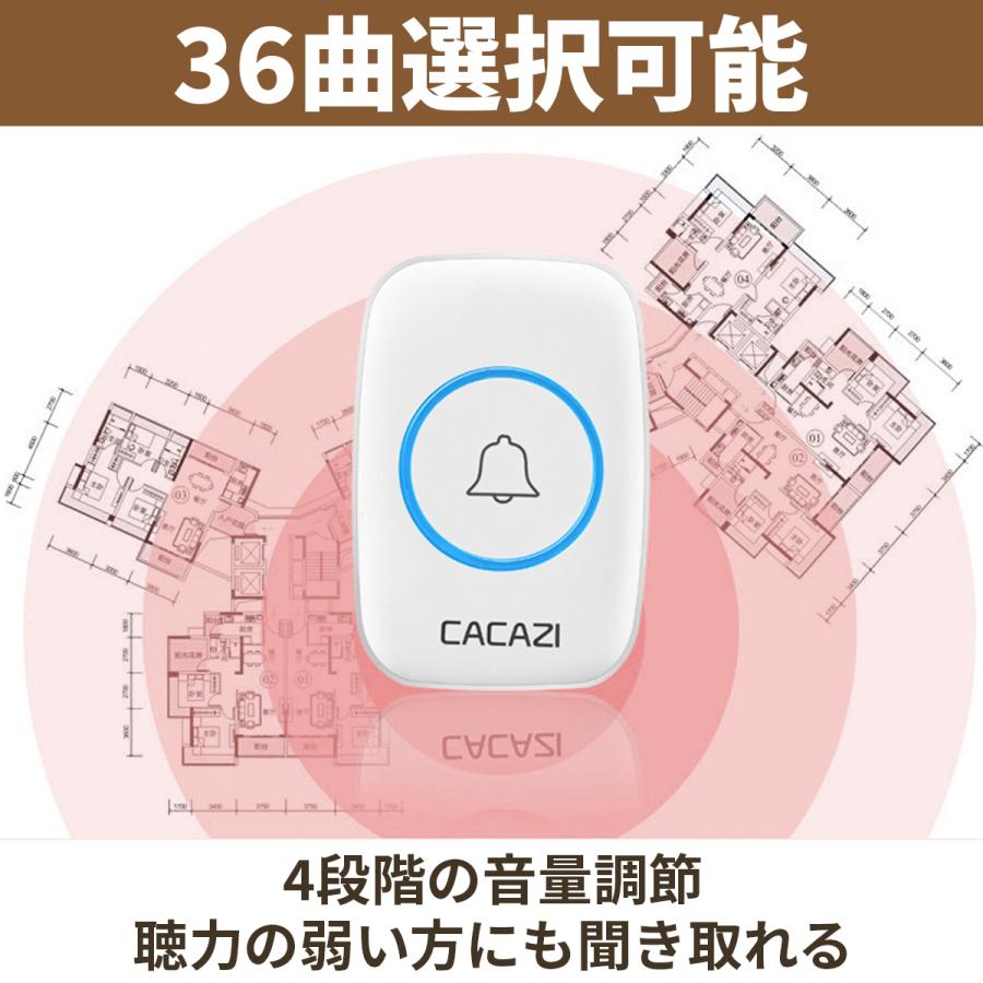 ワイヤレスチャイム 受信機2台 介護 玄関 送信機 1台 インターホン 防水 音量調節 呼び出し｜midumadou｜05