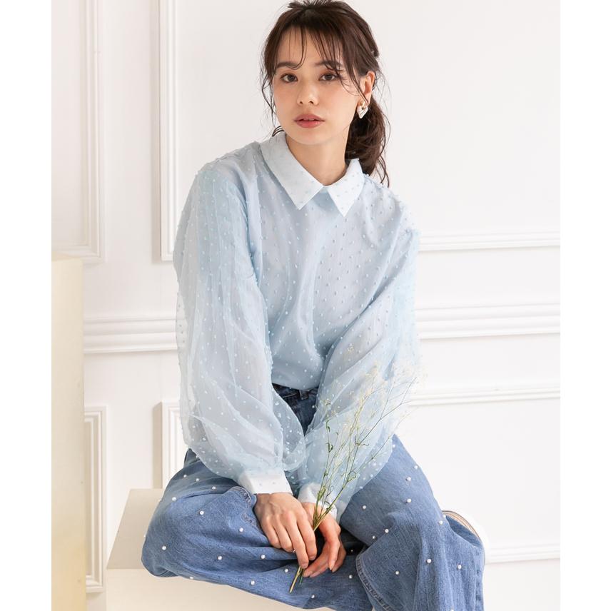 miele grande ミエーレグランデ miele grande ミエーレ グランデ ドット オーガンジー ブラウス