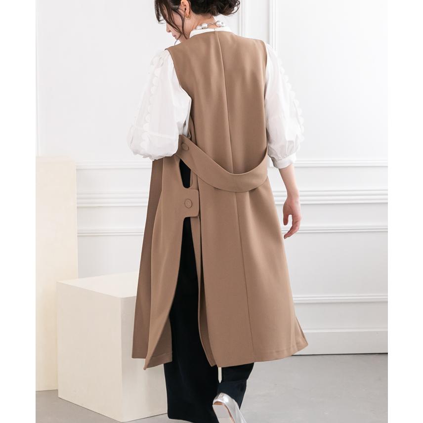 ミエーレグランデ ポンチ ラッフル ロング ジレ ベスト ストレッチ 38 美品 miele grande（ミエーレグランデ） ミエーレ グランデ ロング ベスト