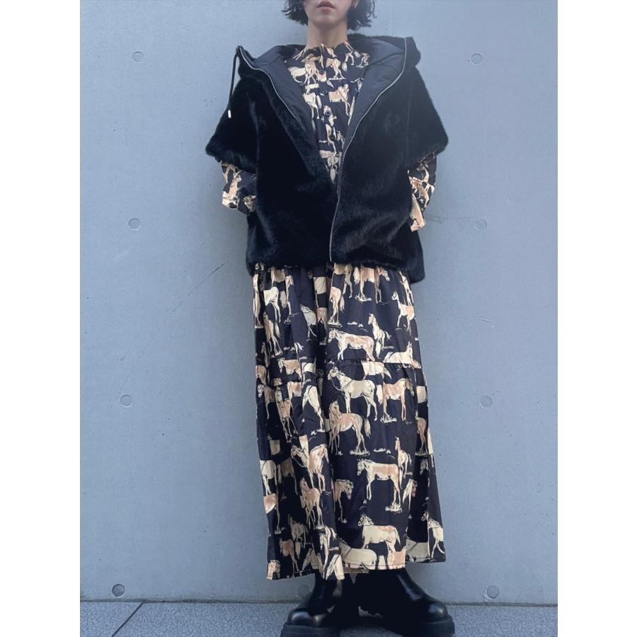 miele grande（ミエーレグランデ） 馬柄 ティアード ワンピース