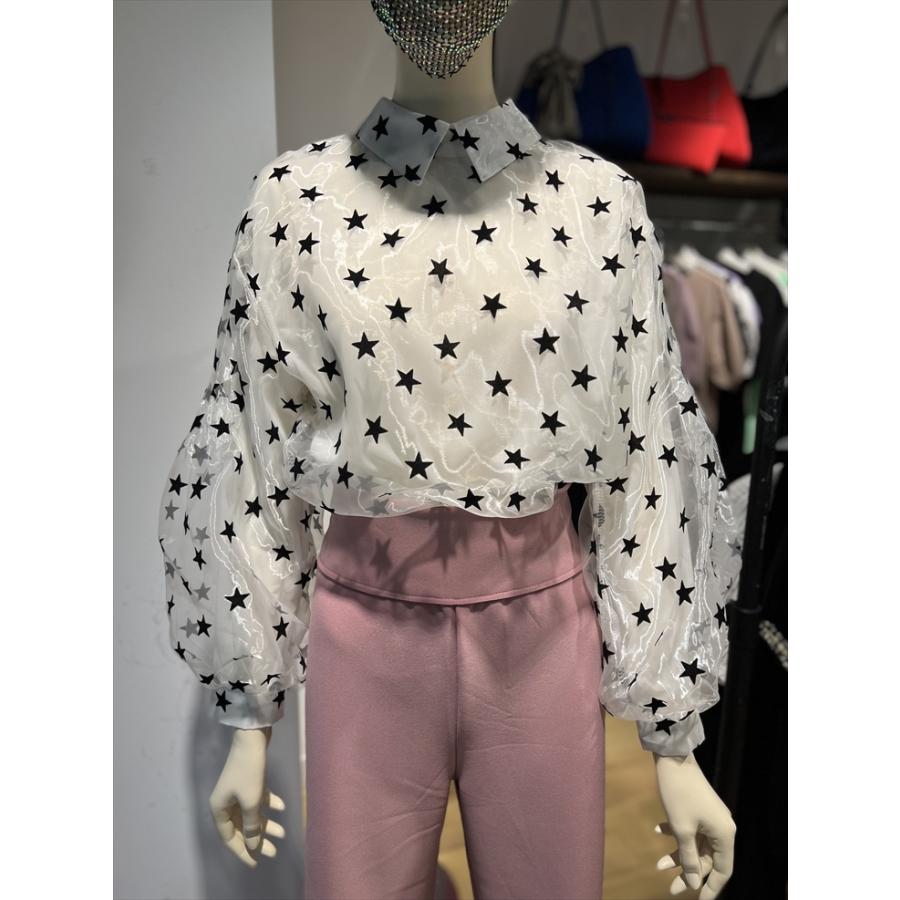 保障できる おしゃれ きれいめ 女性 レディース トップス シャツ ブラウス オーガンジー 星柄 かわいい ファッション 50代 40代 30代 代 女性 大人 秋 夏 春 長袖 カラー ホワイト Hqpt Com