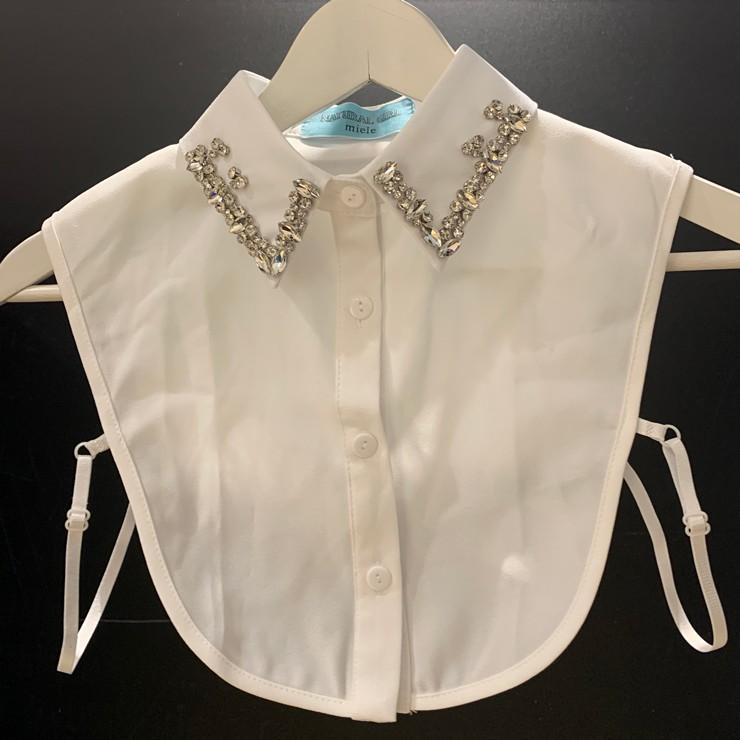 ビジュー 付け襟 つけ襟 つけえり コーデ レディース シャツ 黒 白 おしゃれ スタンドカラー 丸首 Uネック Vネック対応 ファッション 値頃