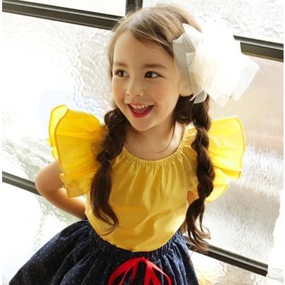 BONNE バタフライブラウス（イエロー） 韓国子供服 半袖 女の子 Tシャ  