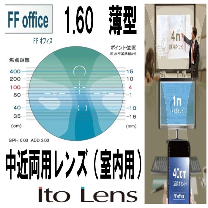 中近両用 イトーレンズ 眼鏡レンズ 中近内面累進 中屈折1.60 紫外線UV