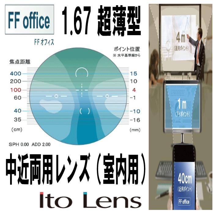 中近両用 イトーレンズ 眼鏡レンズ 中近内面累進 高屈折1.67 紫外線UV