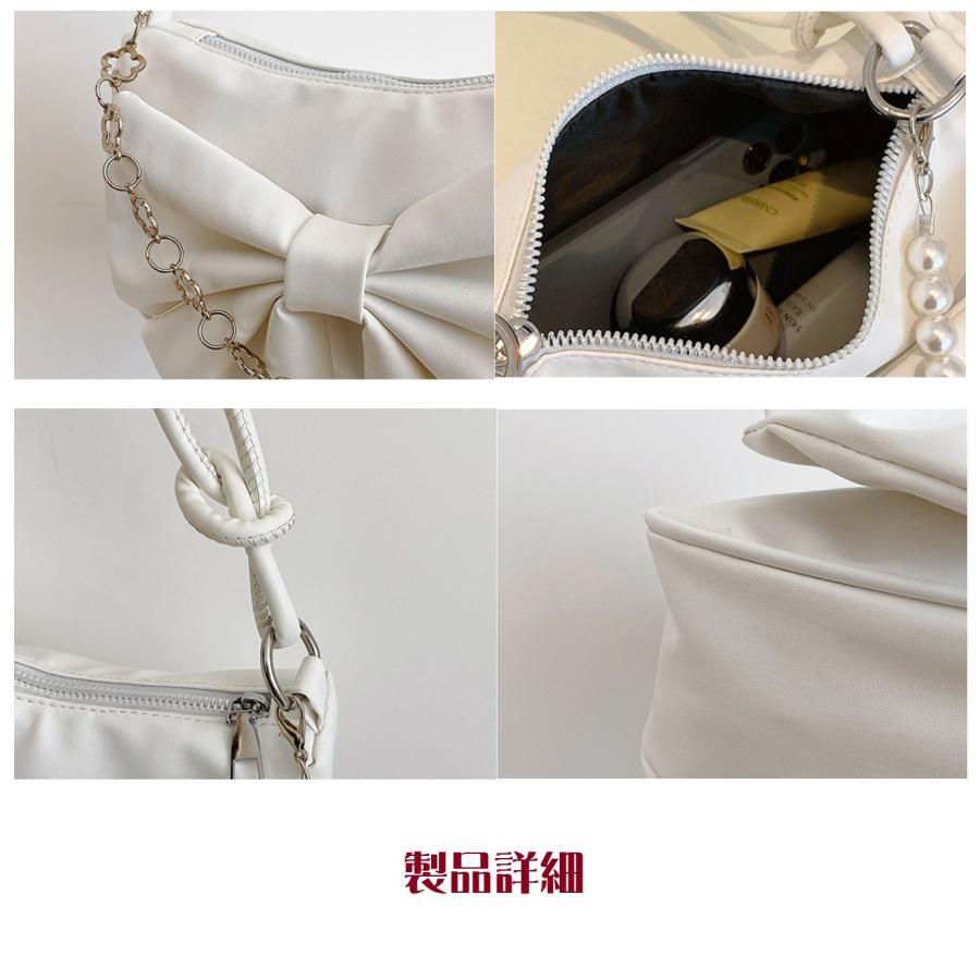 Mies’ M-B0022 リボン付き パールチェーン ショルダーバッグ, PUレザー, 21×22×15cm, クロスボディスリングバッグ ...