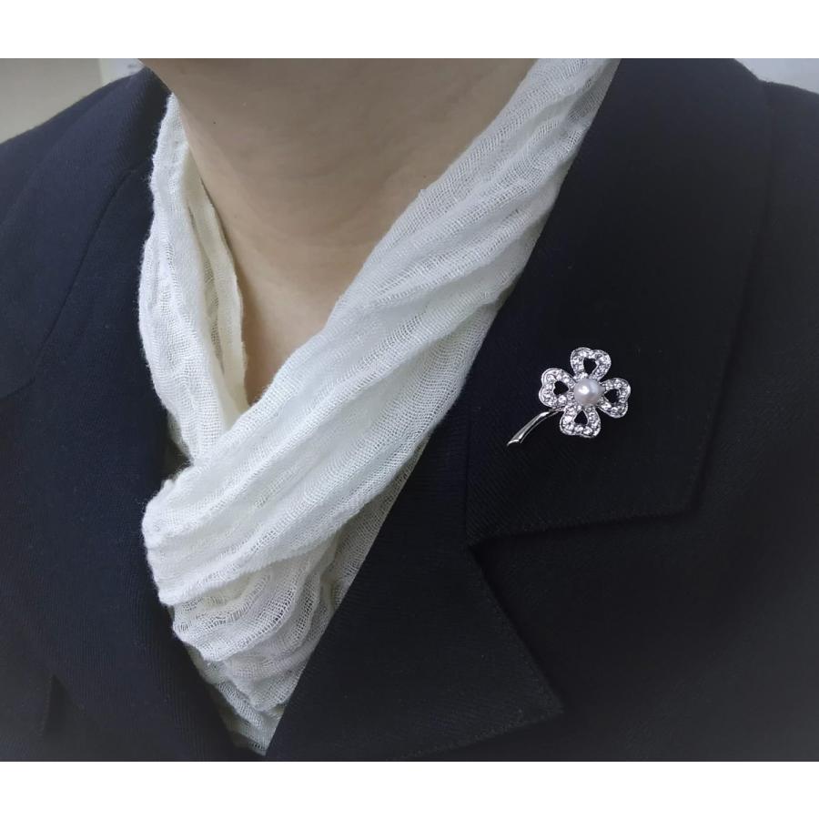 真珠のタック式ピンブローチ（四つ葉） タックピン ラペルピン