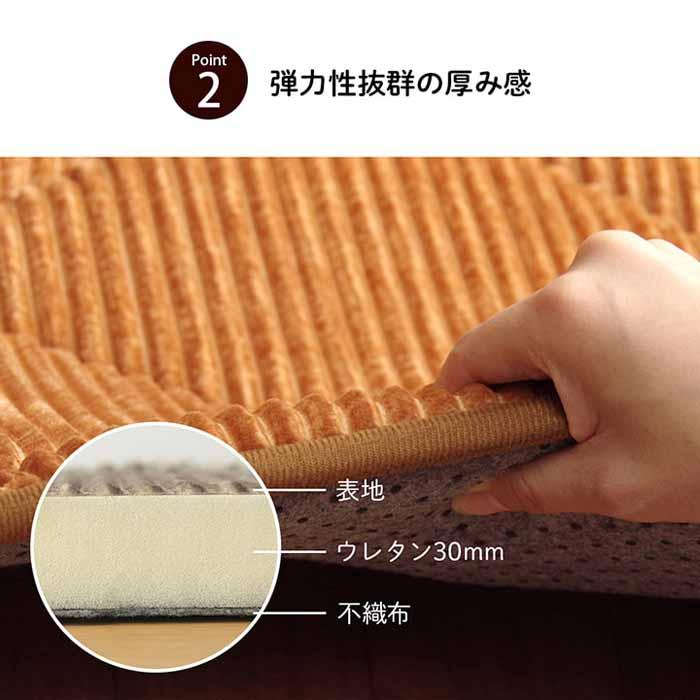 極厚ラグ 30mm厚 グランド 約185×300cm 約4畳 滑りにくい 防音 