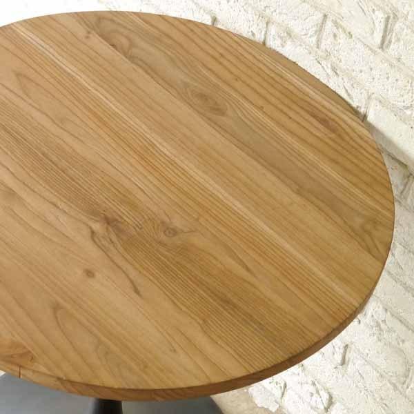 円型テーブル Φ70 天然木エルム無垢材 ブラックスチール おしゃれ