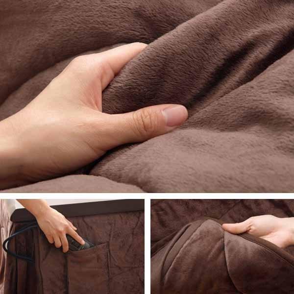 ハイタイプ用 ダイニング用 薄掛けこたつ布団 長方形 約225×250cm シンプル おしゃれ コンパクト 省スペース 短毛マイクロファイバー フィーラH_9