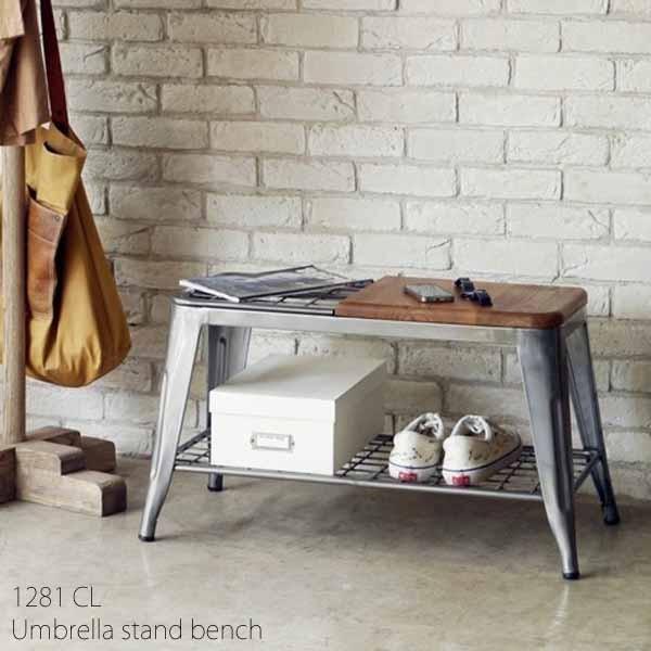 最高の アンブレラスタンドベンチ 1281 Cl 天然木無垢材 スチール おしゃれ 傘立て 玄関ベンチ 人気ブランド Duny Us