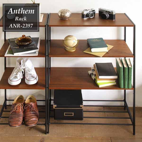 アンセム ラック4段 収納 ラック ウォールナット ブラックスチール anthem Rack ANR-2397BR リビング ディスプレイ