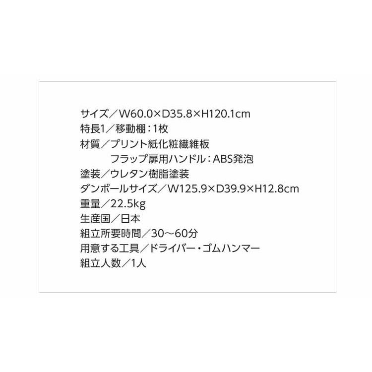 フラップ扉収納 日本製 国産 ALE エール 1260 幅60cm 収納ラック ディスプレイラック シェルフ ALE-1260 ミドルタイプ リビング収納 寝室収納 書斎収納の画像