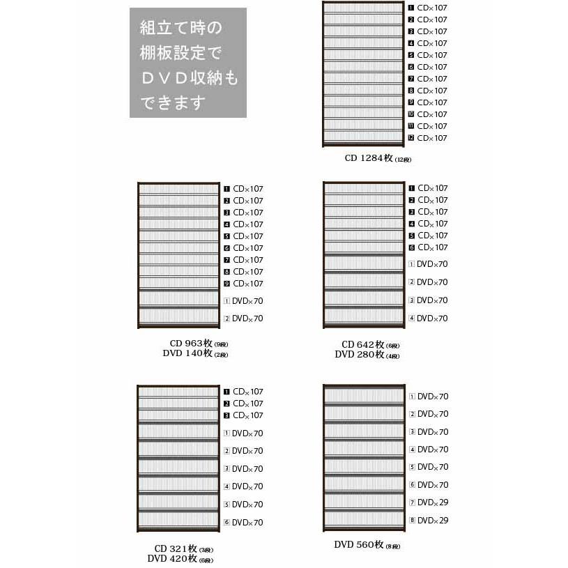 CDストッカー CS 1284 CD DVD収納ラック CD 大量収納 1284枚 DVD 収納 日本製 ナチュラル ダーク ホワイト | オークス | 05