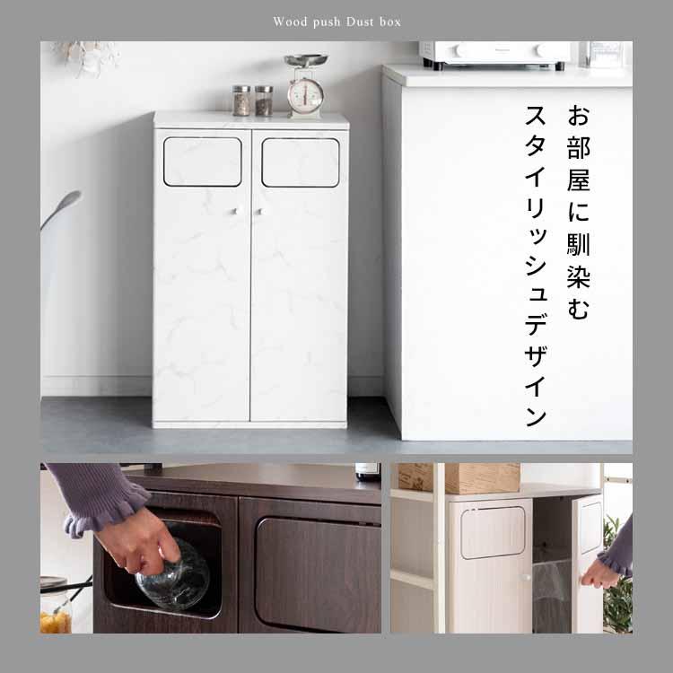 ゴミ箱 木製ダブルプッシュダストボックス スタイリッシュ 2連タイプ