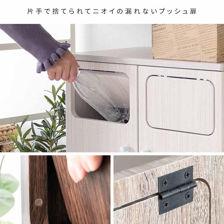 【断捨離中のはずが】木製プッシュ式 分別ゴミ箱  おしゃれ 家具 ゴミ箱 木製ダブルプッシュダストボックス スタイリッシュ 2連タイプ