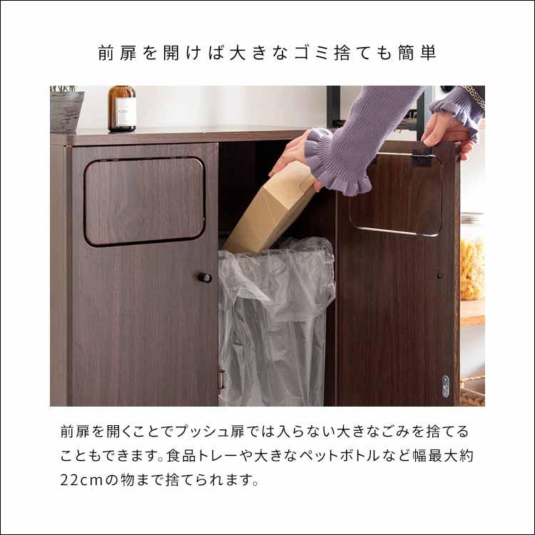 ゴミ箱 木製ダブルプッシュダストボックス スタイリッシュ 2連タイプ