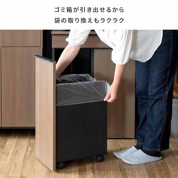 ゴミ箱 木製 分別ドロワー ダストボックス 幅60cm スタイリッシュ DB-F2200 おしゃれ 45L×2 キッチン リビング_13