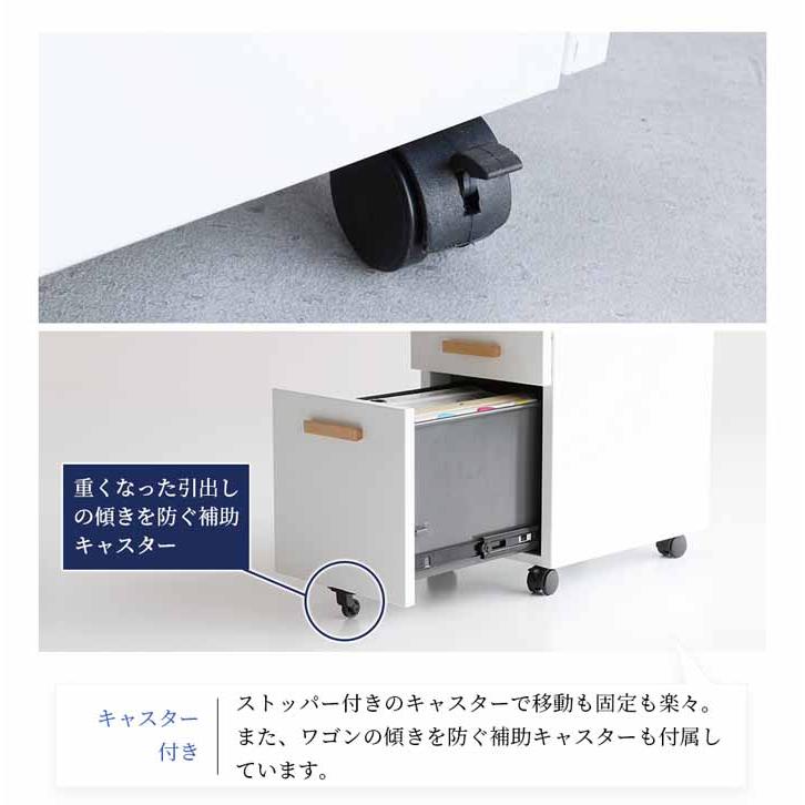 デスクワゴン 引出しロック機能 鍵付き ダイヤル錠 A4ファイル収納