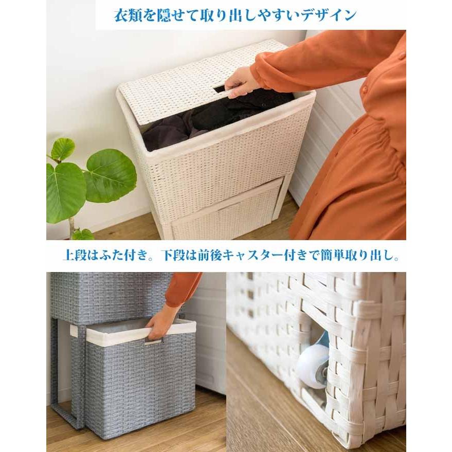 ランドリーボックス 2段 Diario ディアリオ 人工ラタン ラタン