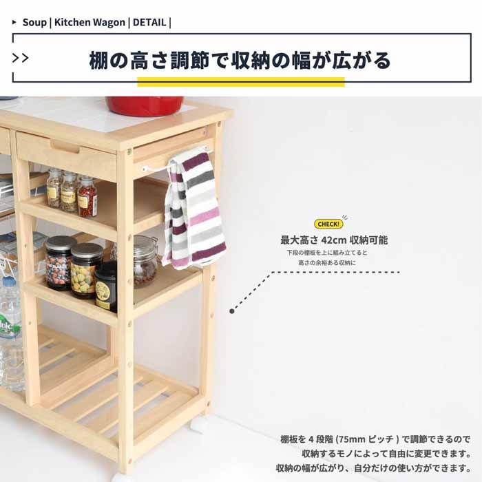 ICHIBA（市場） キッチンワゴン キャスター付き バスケット 収納 耐熱