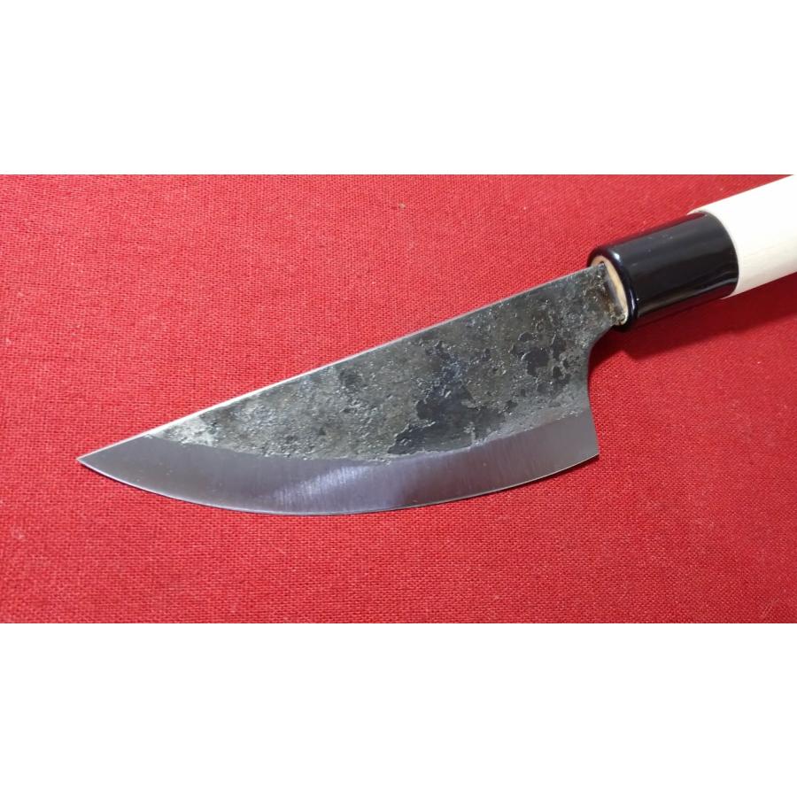 安来鋼 130mm 皮剥包丁 解体包丁 白紙1号 特殊包丁 解体 狩猟ナイフ いのしし 両刃 白紙1号 イノシシの皮剥包丁 特殊包丁 狩猟 未使用 調理器具