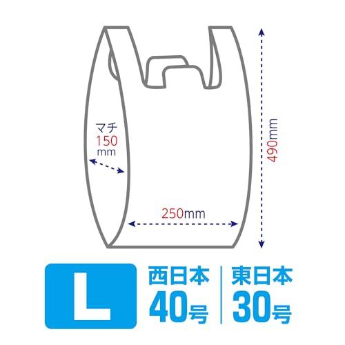 レジ袋 マチ付き 乳白 L 100枚入×2個セット 西日本40号 東日本30号 2Lペットボトルが約3本入る大きさ 収納に便利なコンパクトパッケ｜migaru-315｜02