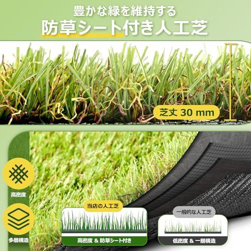 人工芝 ロール 2mx10m リアル感 芝丈30mm 高耐久 透水タイプ Amazon | 人工芝 ロール 2mx10m リアル感 芝丈30mm 高耐久 透水タイプ
