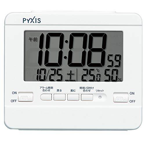 セイコークロック 置き時計 目覚まし時計 掛け時計 デジタル 温度湿度表示 PYXIS ピクシス 本体サイズ:9×10.5×4.2cm NR53｜migaru-315｜06