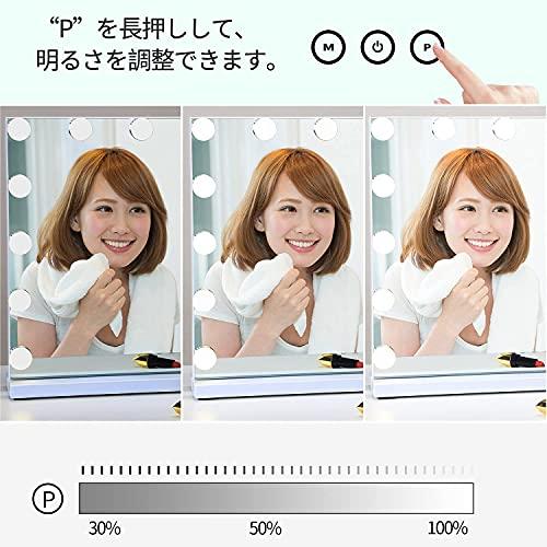 Nusvan 女優ミラー ハリウッドミラー ライト 卓上 三色照明モード 明る