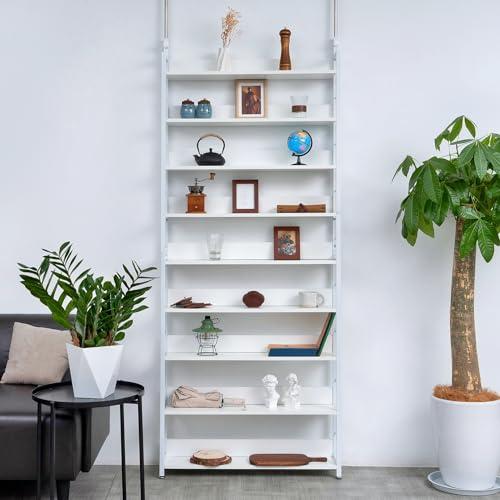 JUPEA 本棚 突っ張り式 スリム 幅80×奥行17×高さ210.5275cm コミック