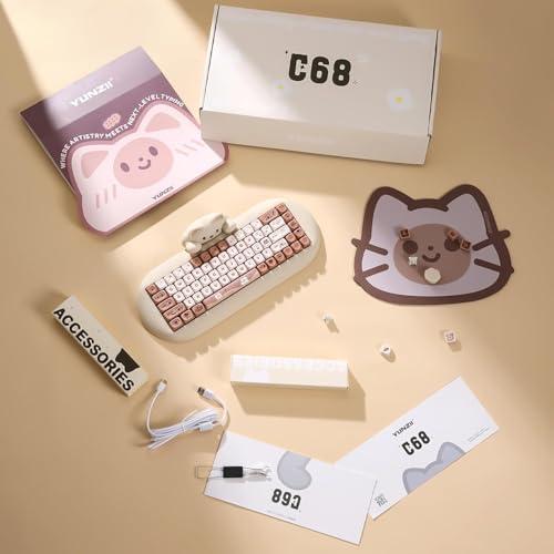 YUNZII C68 ワイヤレスメカニカルキーボード かわいい猫 ps4/ps5対応