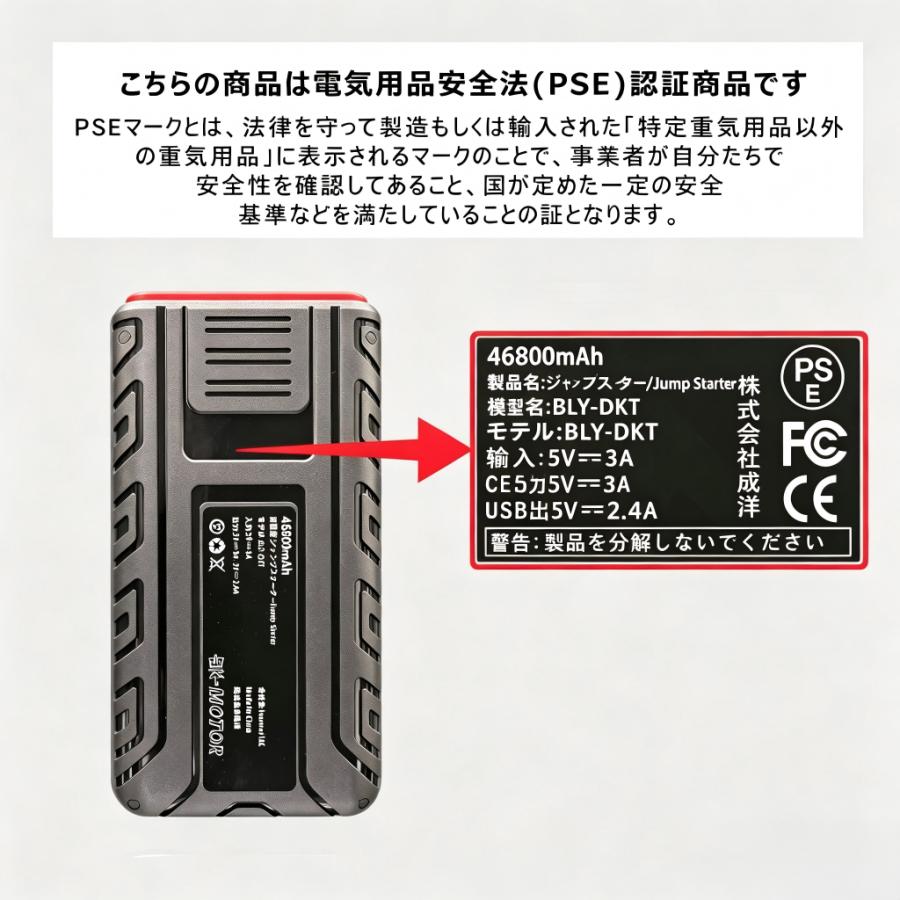 ジャンプスターター　12V車用 エンジンスターター DINKALEN ジャンプスターター 12V車用 エンジンスターター 12800mAh 800A
