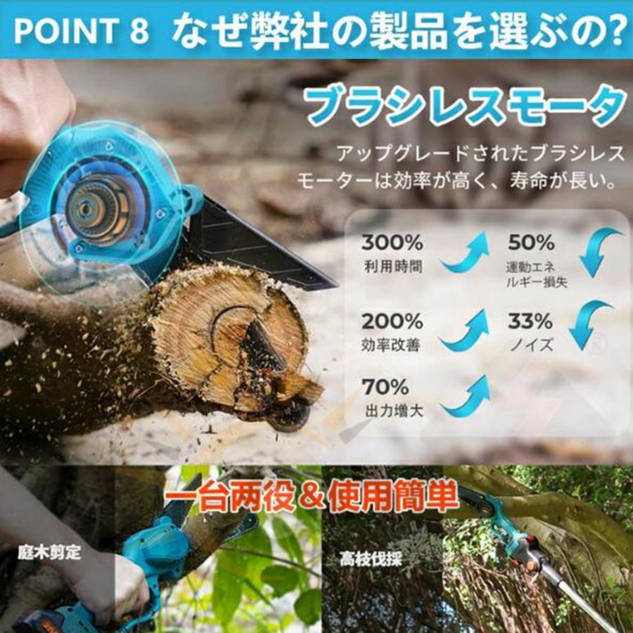 チェーンソー 充電式 電動 マキタ 18Vバッテリー互換 高枝切り