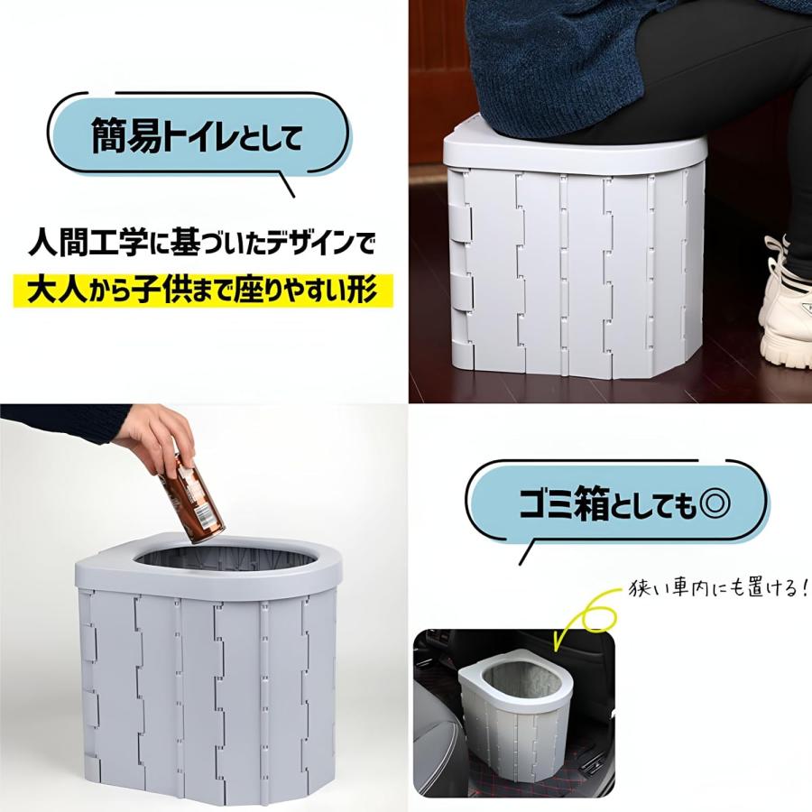簡易トイレ 防災グッズ 災害用 凝固剤 折りたたみ式 キャンプ アウトドア テント セット 水洗 車内 処理袋 登山 避難 緊急 仮設 携帯 人気 非常用 野外 便器