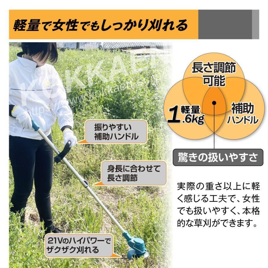 草刈機 充電式 4種の替刃・バッテリー付 21V NEWパワフル軽量 草刈り機