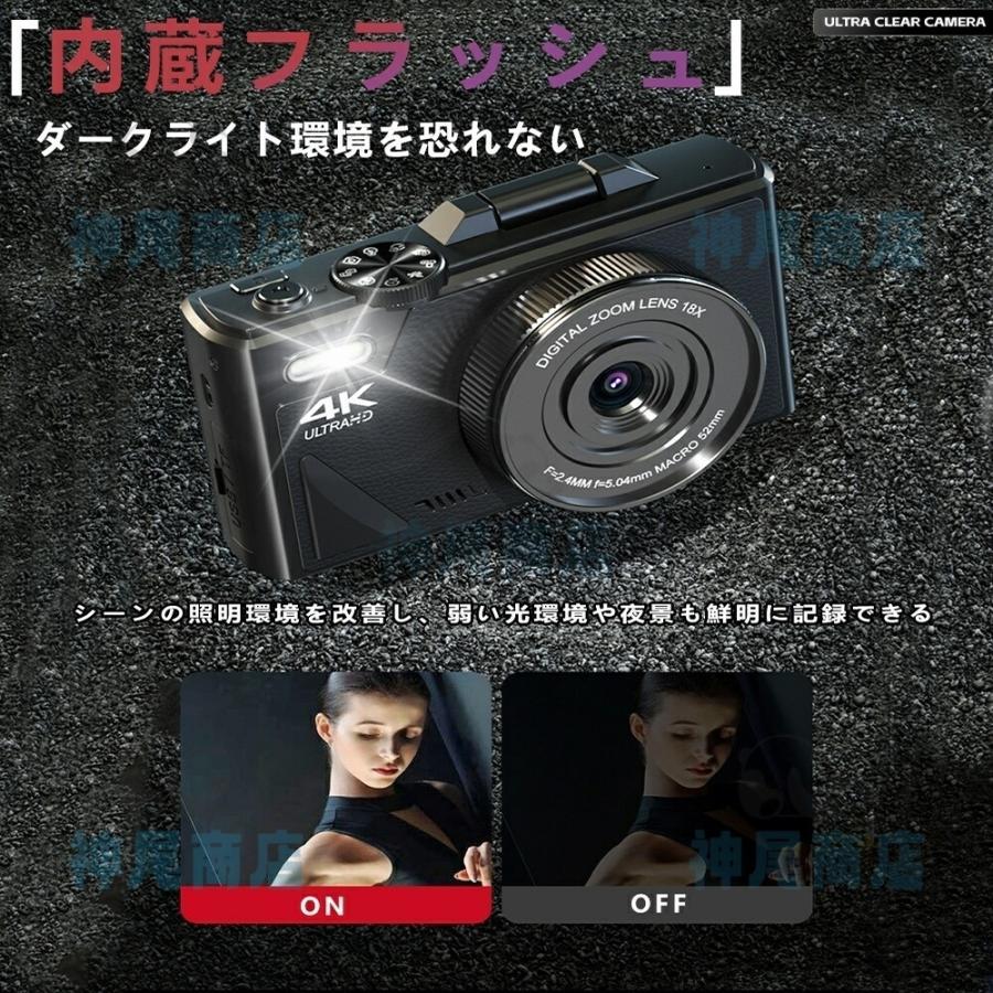 デジタルカメラ 4K wifi対応 6400万画素 小型 18倍ズーム 3.0インチ 大