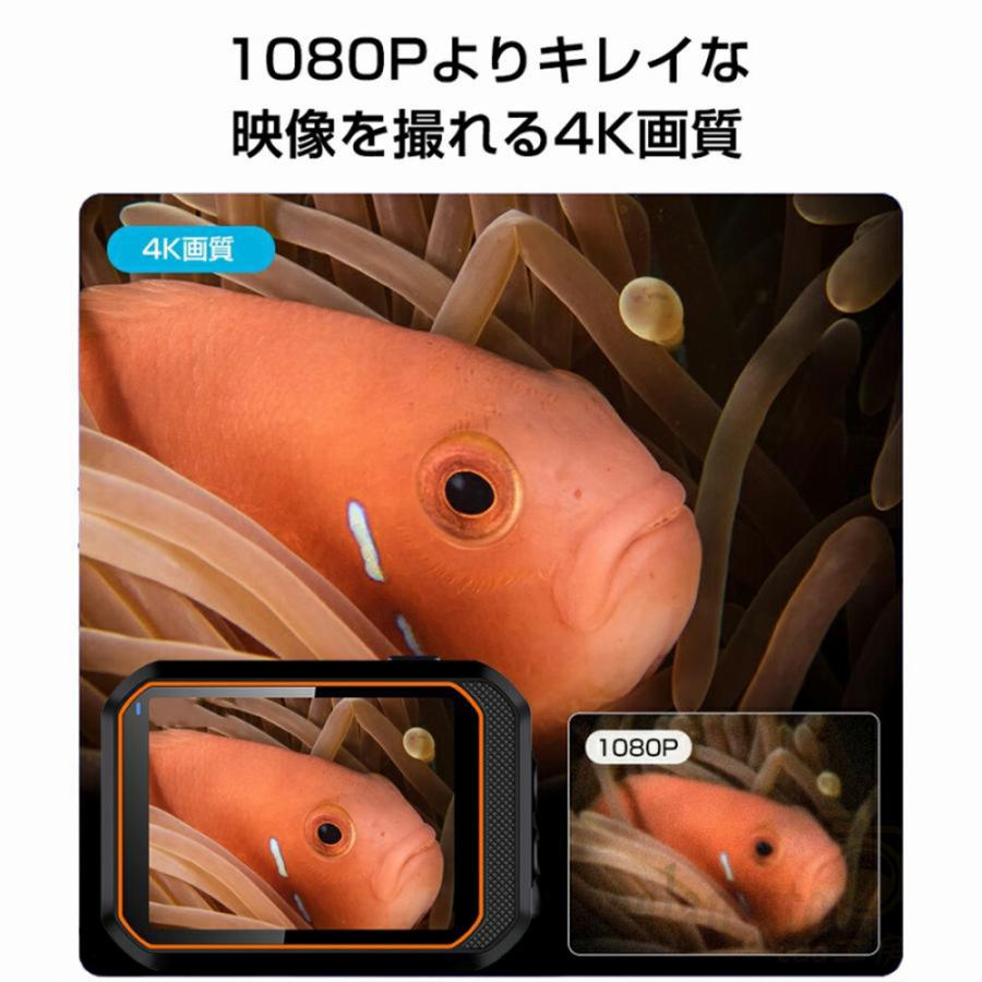 アクションカメラ 水中カメラ 4K 4000万画素 バイク 小型 ウェアラブル