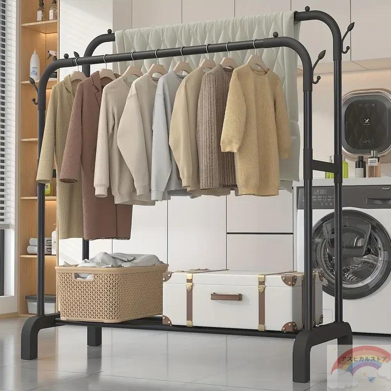 ハンガーラック 頑丈 耐荷重 衣類収納ラック ダブルポール 大容量 洋服