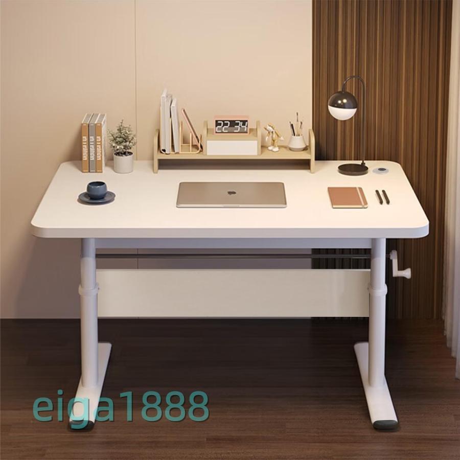 爆買 デスク 机 昇降式 高さ調整 65?90cm PCデスク ホワイト 幅80