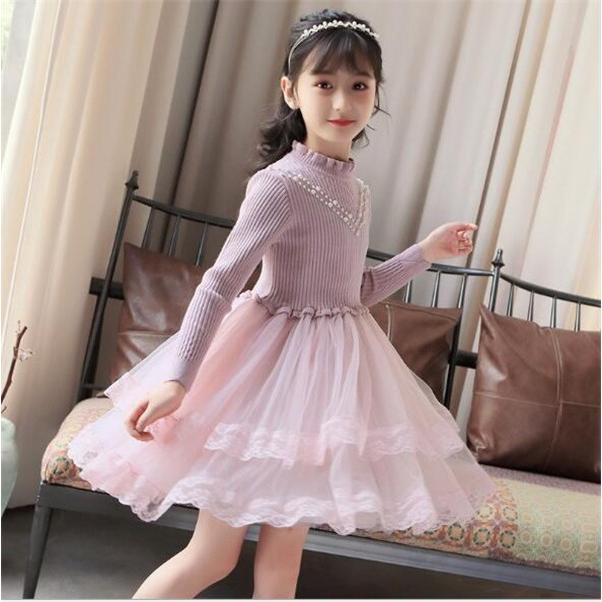 店内全品5000円以上で送料無料 キッズワンピース 女の子 フォーマル ドレス ニット チュール 切替 長袖 レース 結婚式 ピアノ発表会 春秋冬 Corkz ミニョンショップ 通販 Yahoo ショッピング