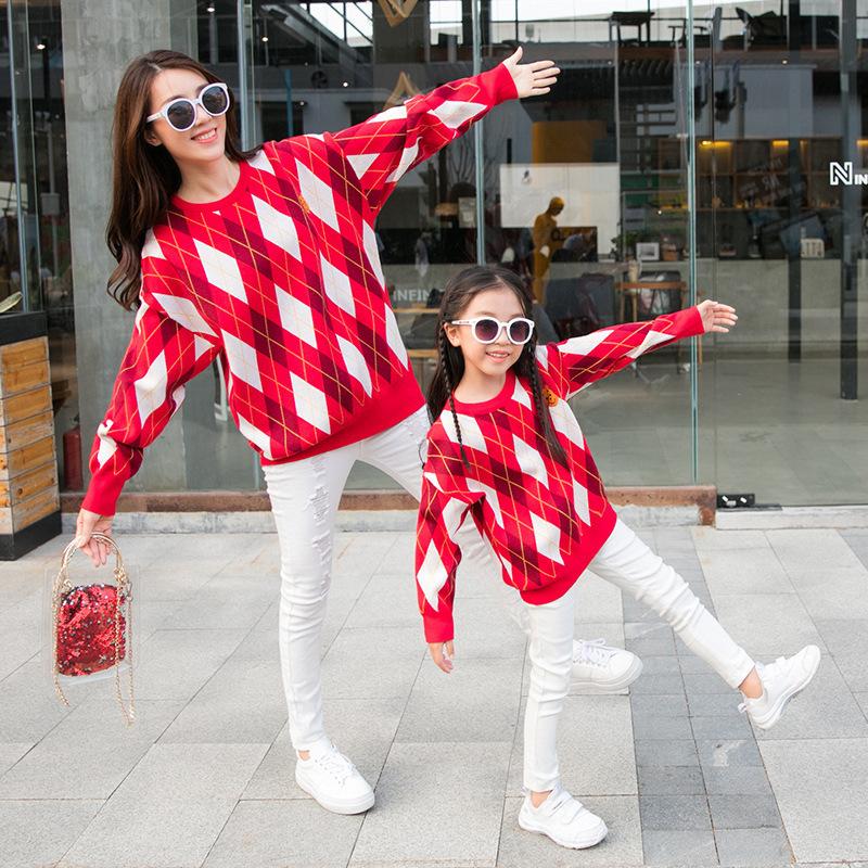 お揃いコーデ ペアルック 親子服 スウェット セーター 子供 ジュニア 男女兼用 長袖 菱形 厚手 暖か ご夫婦 ご恋人 親子コーデ カジュアル オシャレ ゆったり Faerie352 ミニョンショップ 通販 Yahoo ショッピング