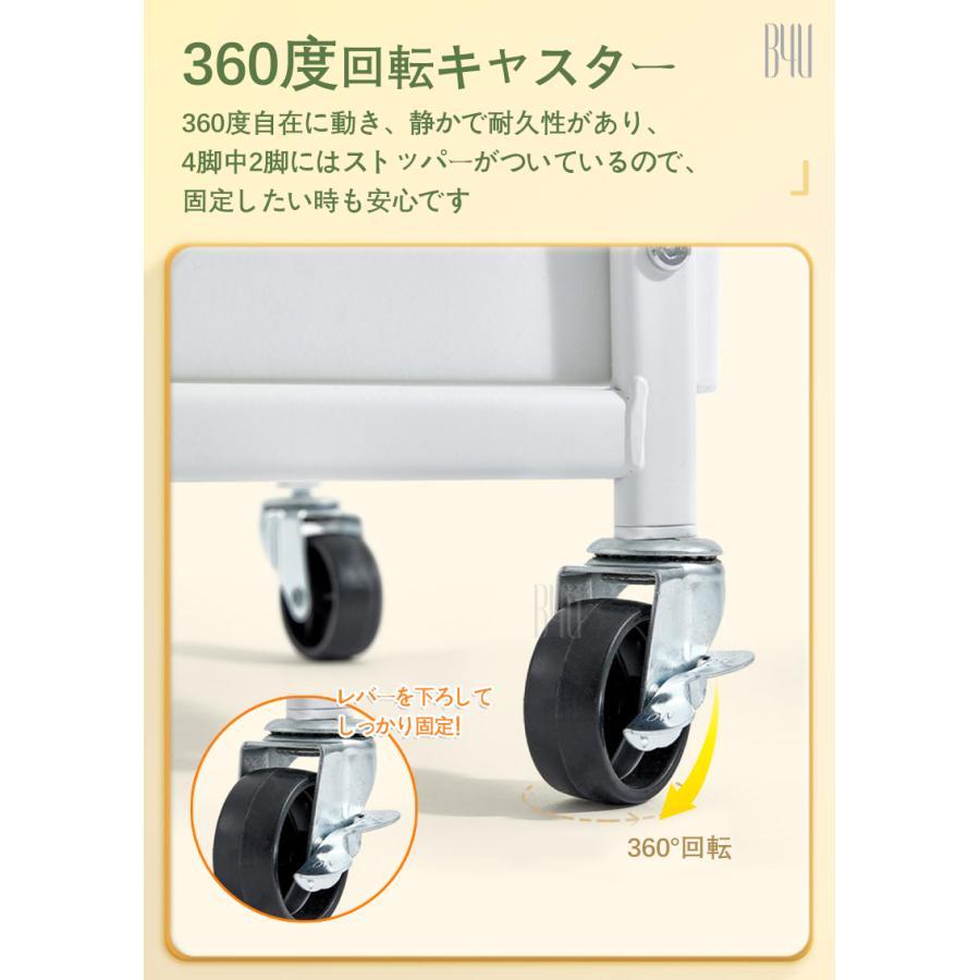 【★クーポン1000円♪ 数量限定★ 8/4 23:59 終了】2024新品 ワゴン キッチンワゴン 孔パネル バスケット ハンドル キャスター付き 耐荷重60kg ベビーワゴン_9