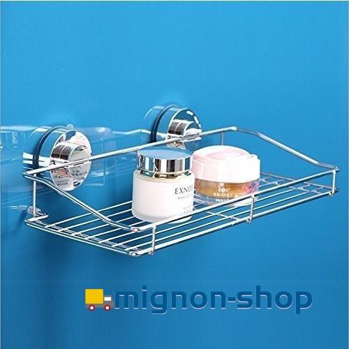 浴室ラック キッチン 真空 強力 吸盤 浴室 ラック ステンレス おしゃれ シャンプー リンス 石鹸 収納 棚 置場 スチール 台所 風呂 風呂場 タイル の商品画像